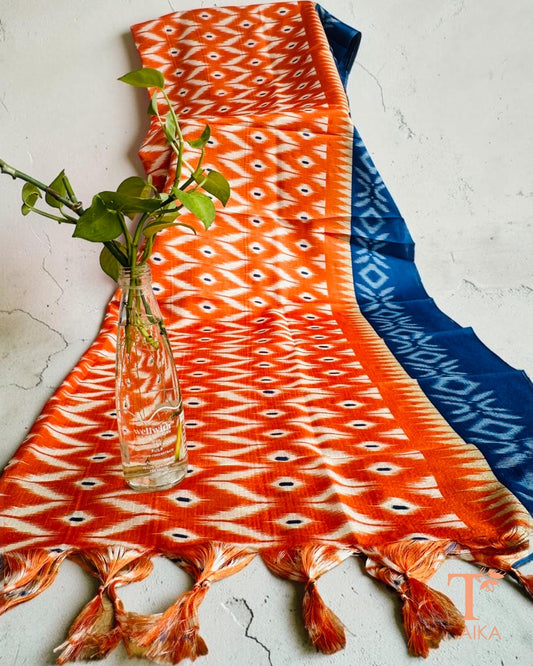 Elegant woven silk blend dupatta for traditional Indian wear.