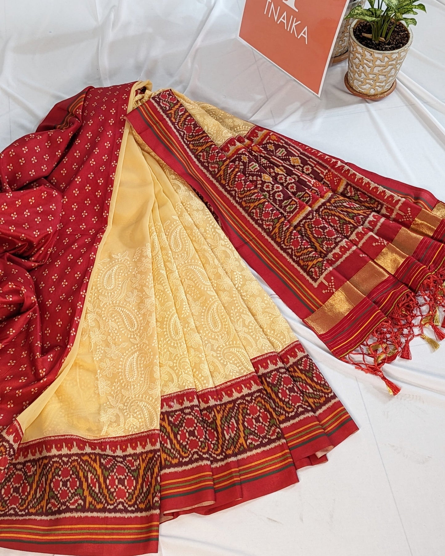 Embroidered georgette saree
Fancy saree with stitched blouse
Ready-to-wear saree with blouse
Georgette saree for wedding
Trendy saree with readymade blouse
Georgette saree for parties patola saree yellow saree