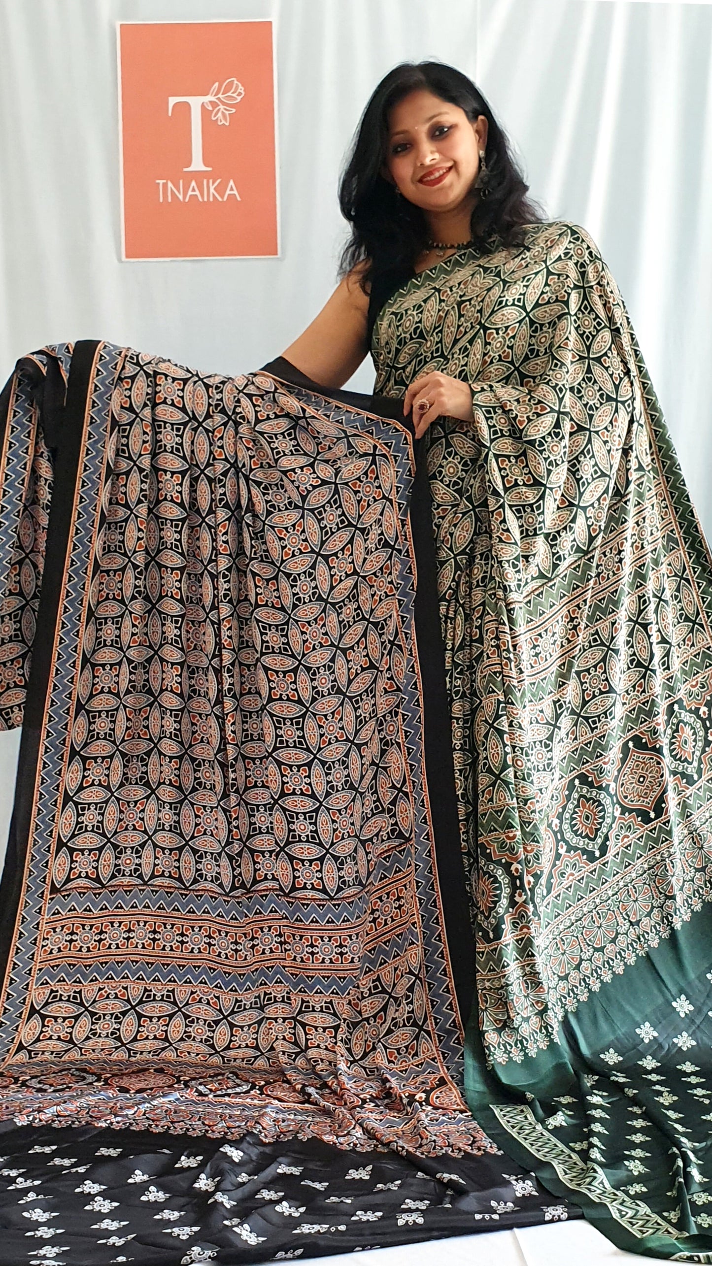 Crepe Ajrakh Saree