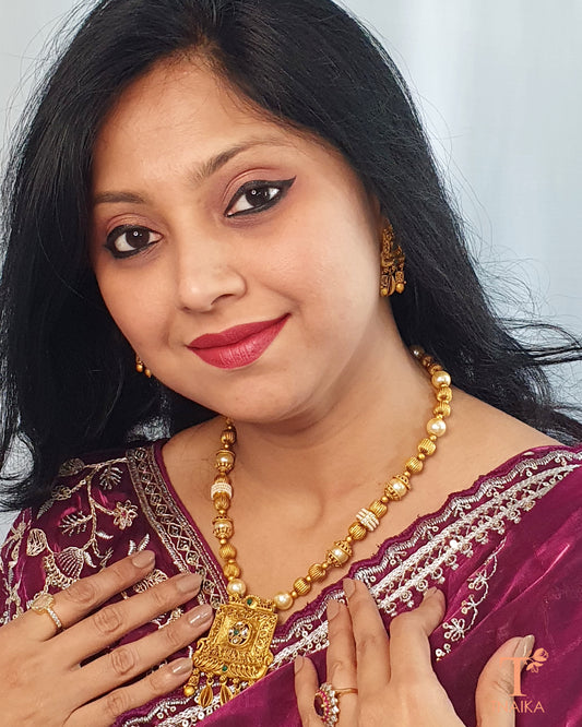 Golden Rajwadi Necklace Set