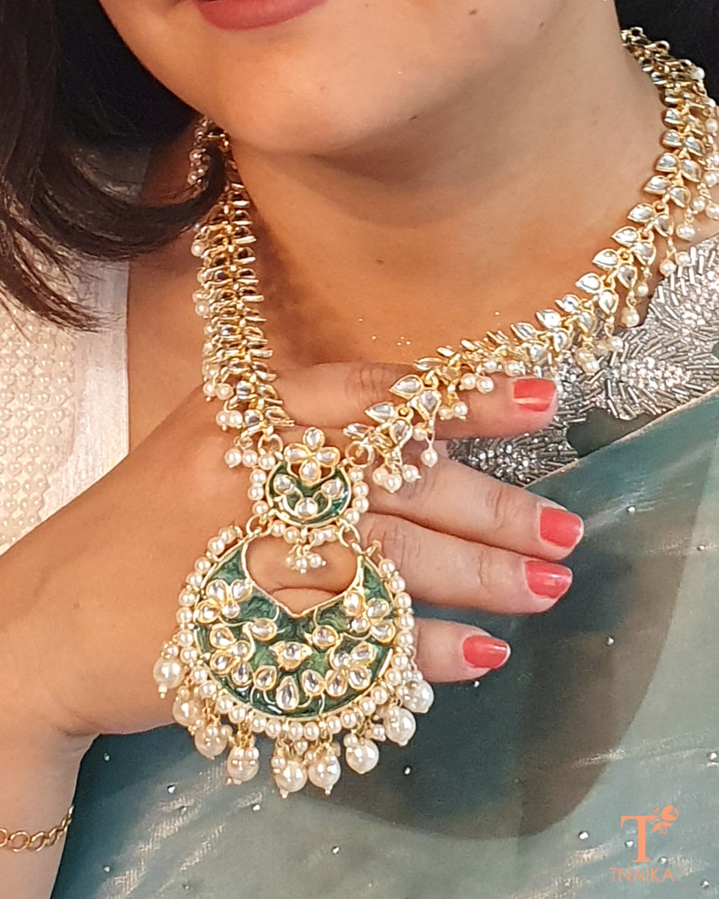 Afghan necklace Hand-painted pendant Afghan jewelry Kuchi necklace Tribal necklace Boho necklace kundan necklace wedding necklace festive style necklace necklace for party wear