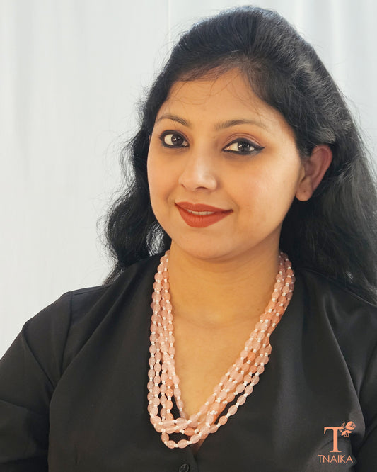 Glass Bead Layered Mala - Baby Pink