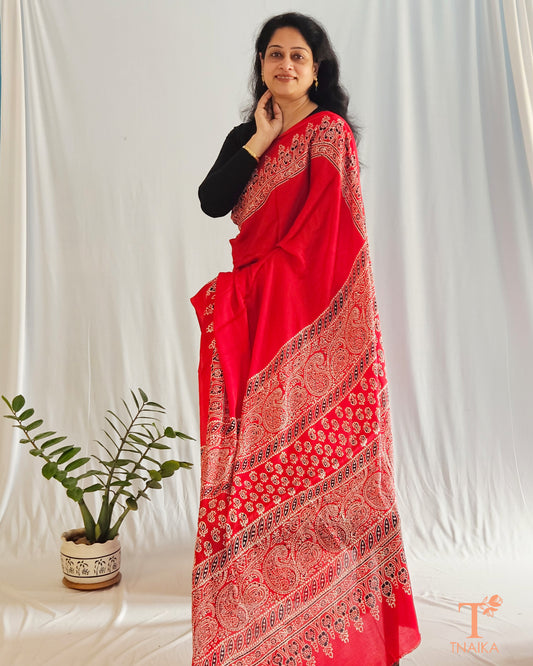 modal silk saree Ajrakh saree silk saree designer saree Indian ethnic wear modal silk Ajrakh saree hand block printed modal silk saree Ajrakh saree with natural dyes lightweight Ajrakh saree soft Ajrakh saree where to buy modal silk Ajrakh saree online buy Ajrakh saree with modal silk comfortable Ajrakh saree Ajrakh saree for summer latest designs in modal silk Ajrakh sarees