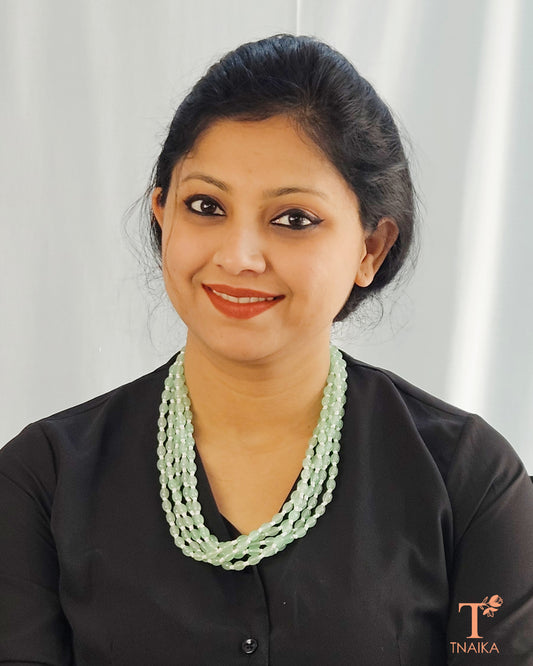 stylish beaded necklace, glass bead necklace for women, party wear glass necklace, chic layered necklace, designer bead necklace, beaded jewelry online