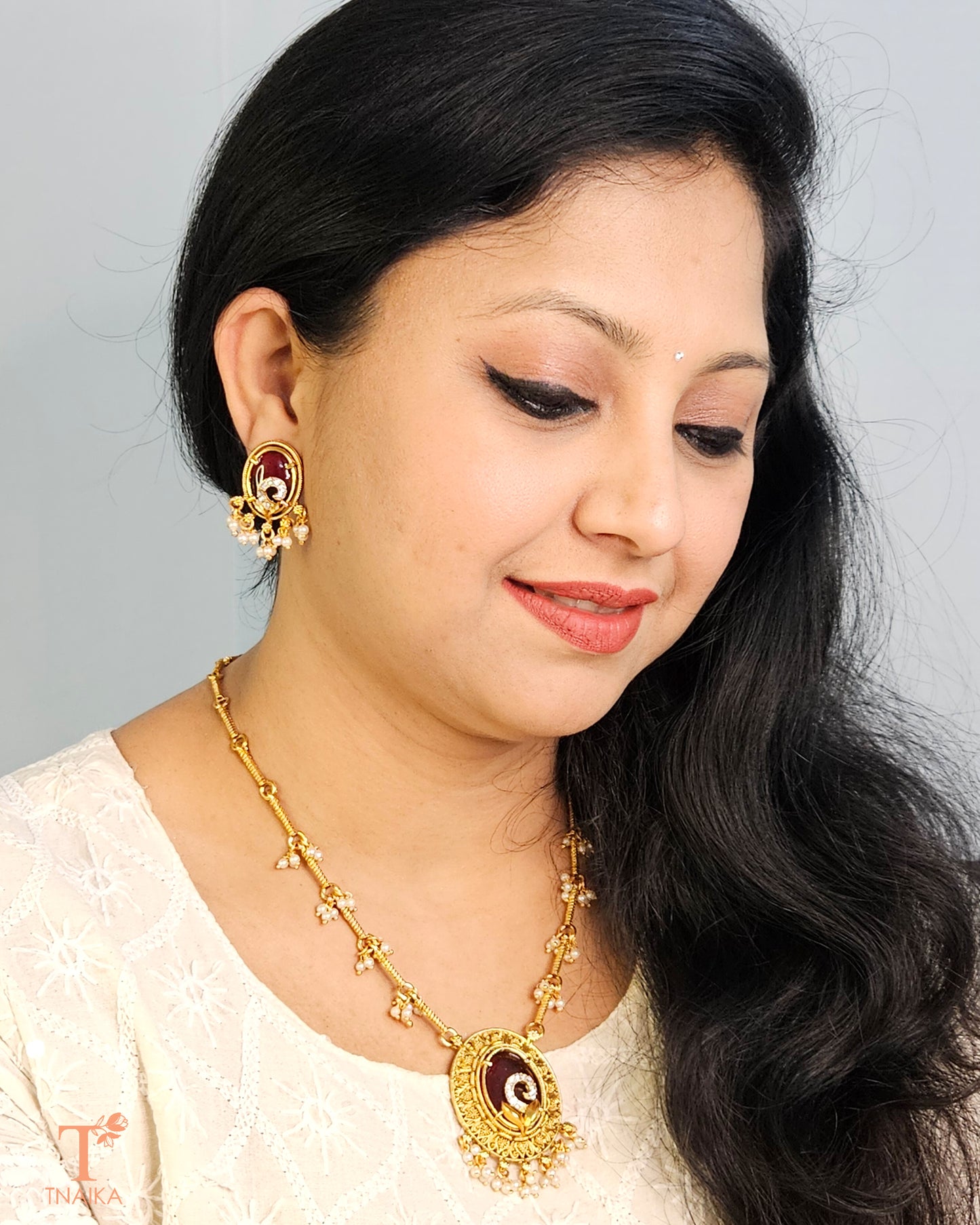 Rajmayur Necklace Set - Red