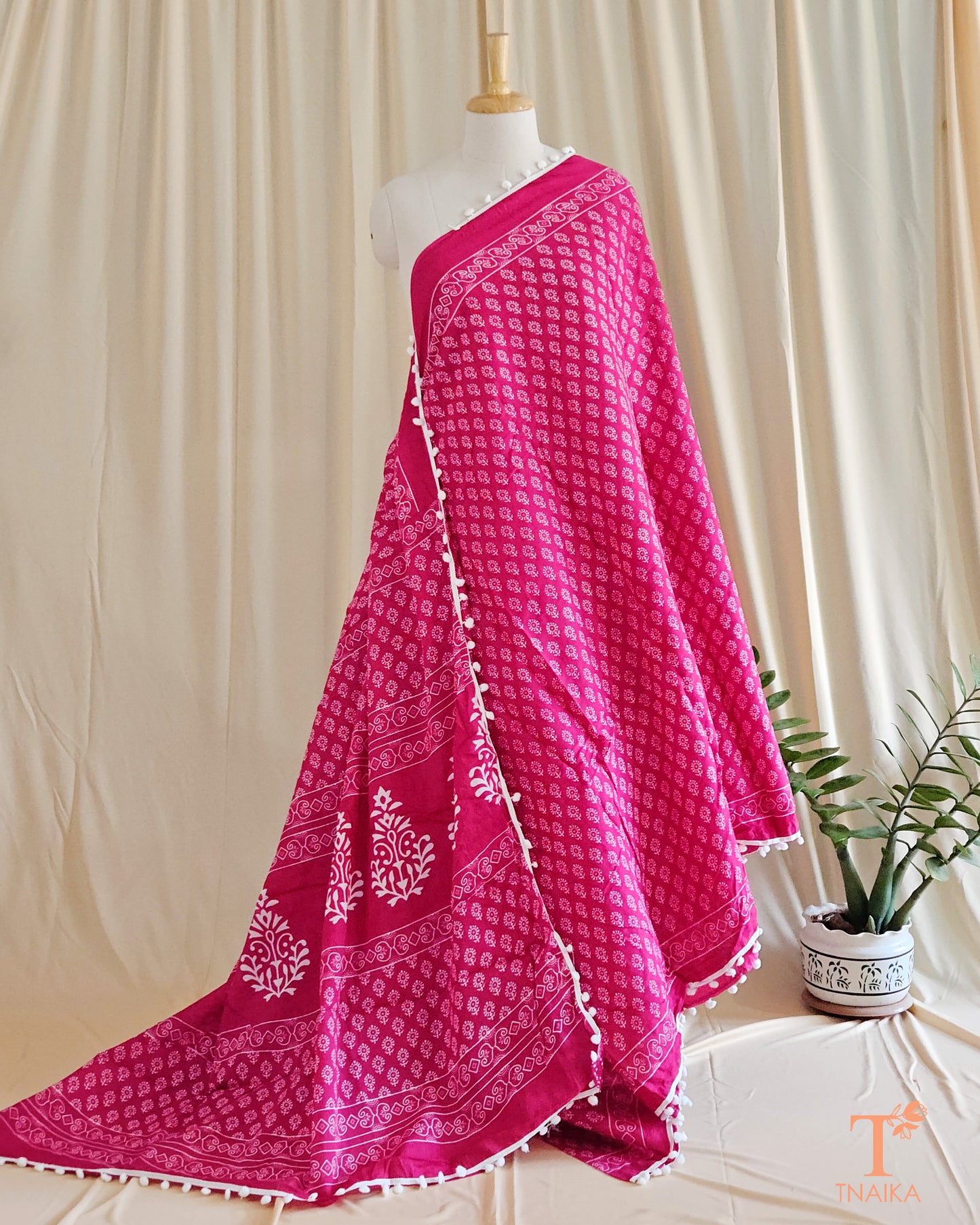 cotton saree with pom pom lace, pom pom lace saree, soft cotton saree with pom pom, handloom cotton saree with pom pom, printed cotton saree with pom pom, Kalamkari cotton saree with pom pom lace, Chanderi cotton saree with pom pom, lightweight cotton saree with pom pom border, festive cotton saree with pom pom, casual cotton saree with pom pom lace, breathable cotton saree with pom pom, stylish cotton saree with pom pom