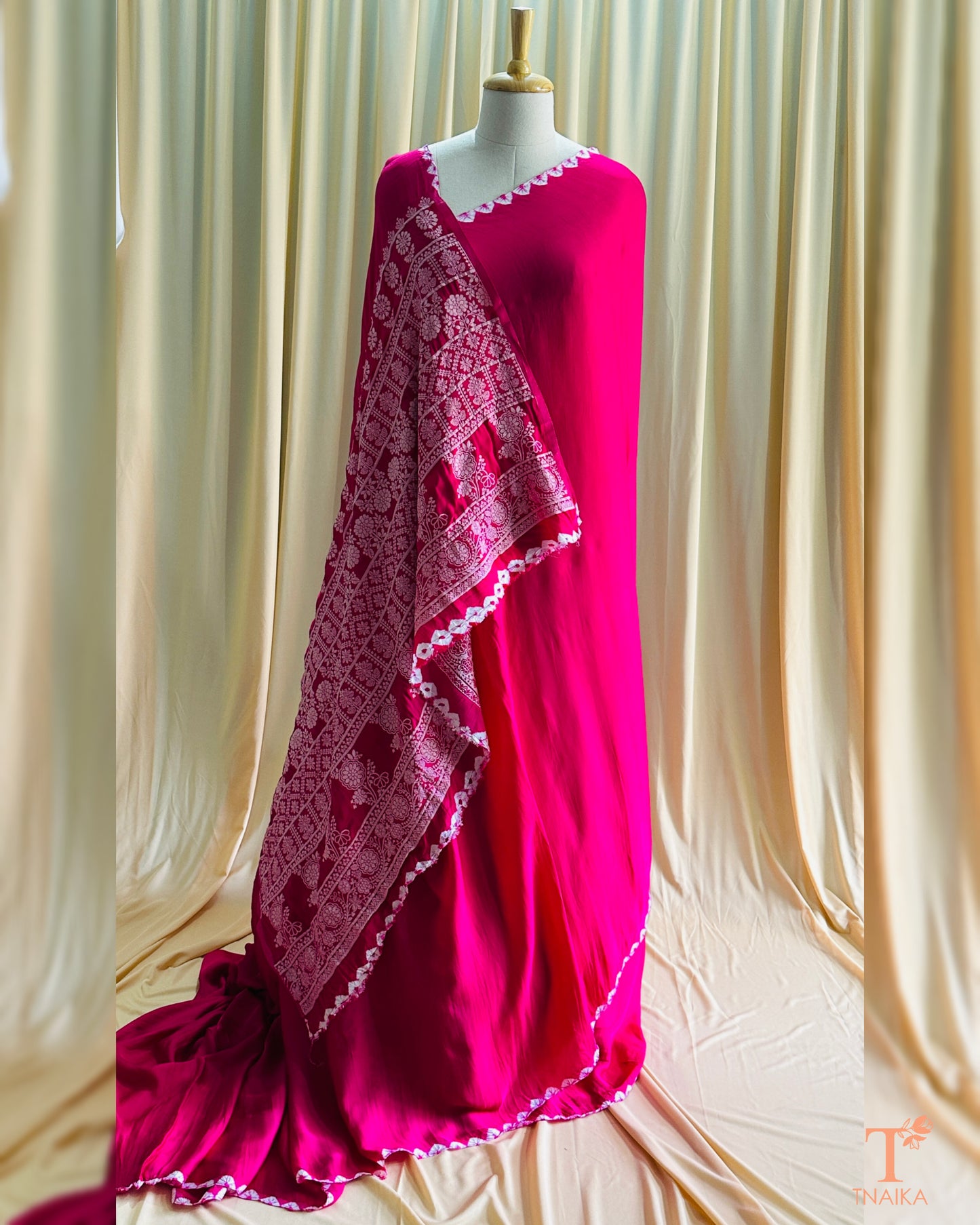 Modal Silk Noor TieDye Saree - Pink