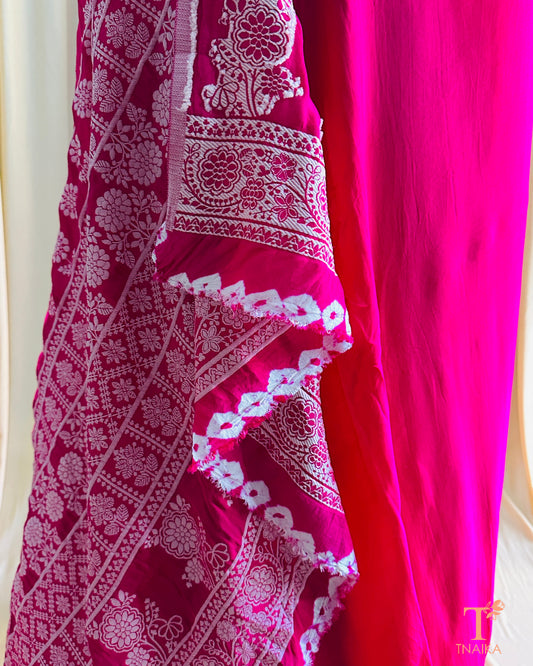 Modal Silk Noor TieDye Saree - Pink