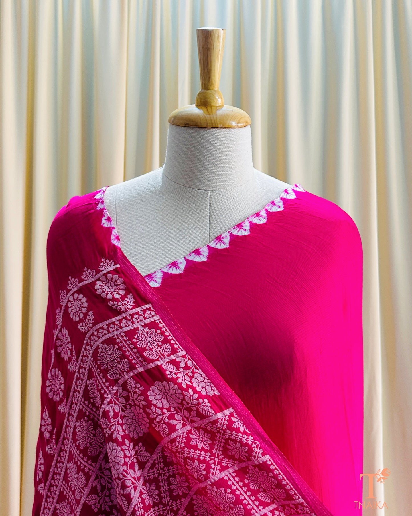 Modal Silk Noor TieDye Saree - Pink