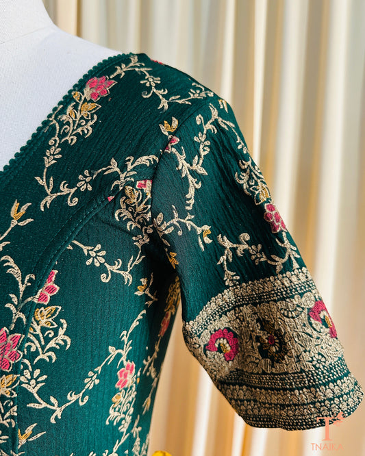 Festive FoilFit Blouse - Green