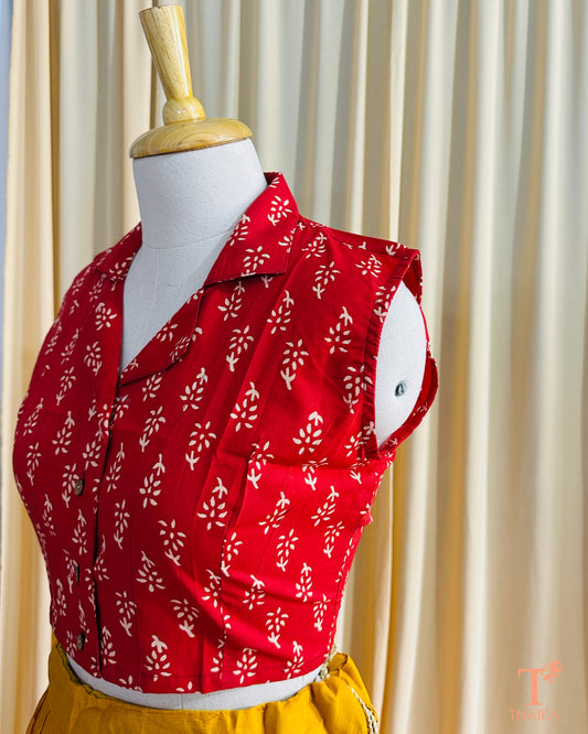 Indira Hand Block Printed Collar Blouse