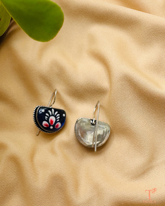 Hour Hand-Painted Earrings - Blue