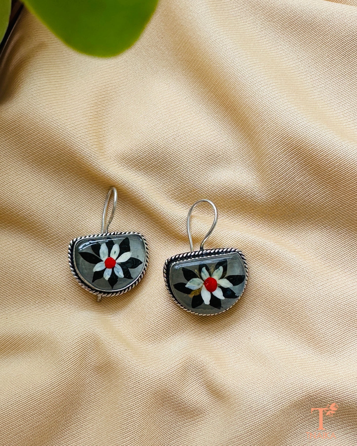 Hour Hand-Painted Earrings - Grey
