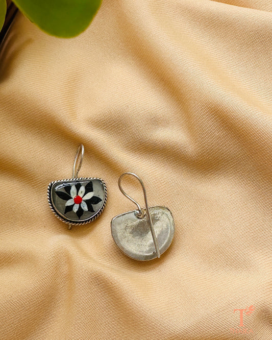 Hour Hand-Painted Earrings - Grey