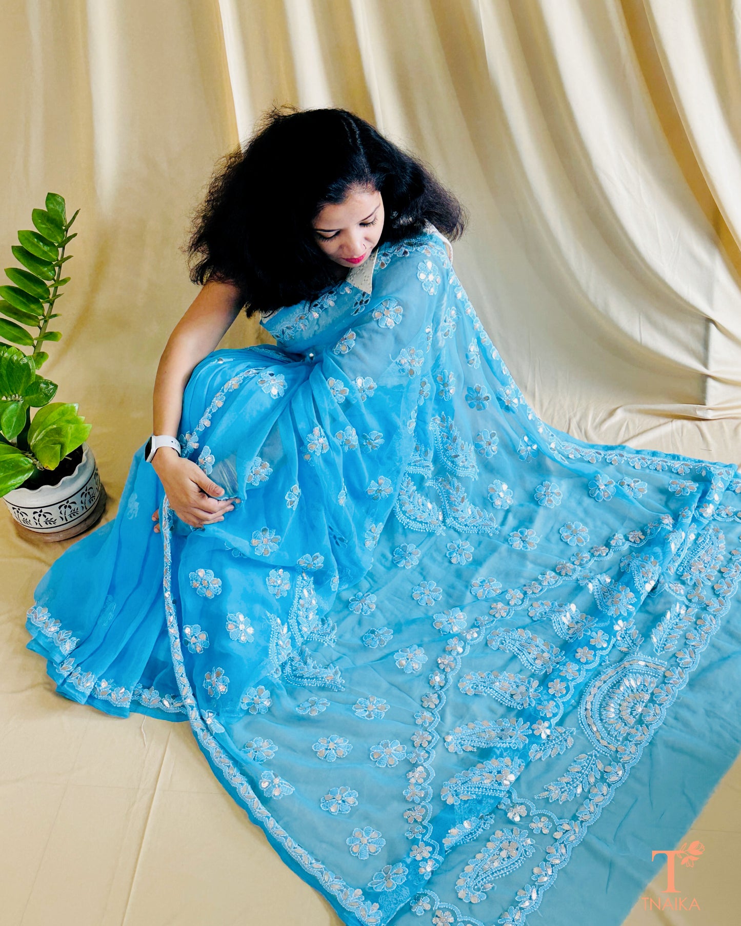 Chikankari Noor-e-Nazaakat Saree - Blue