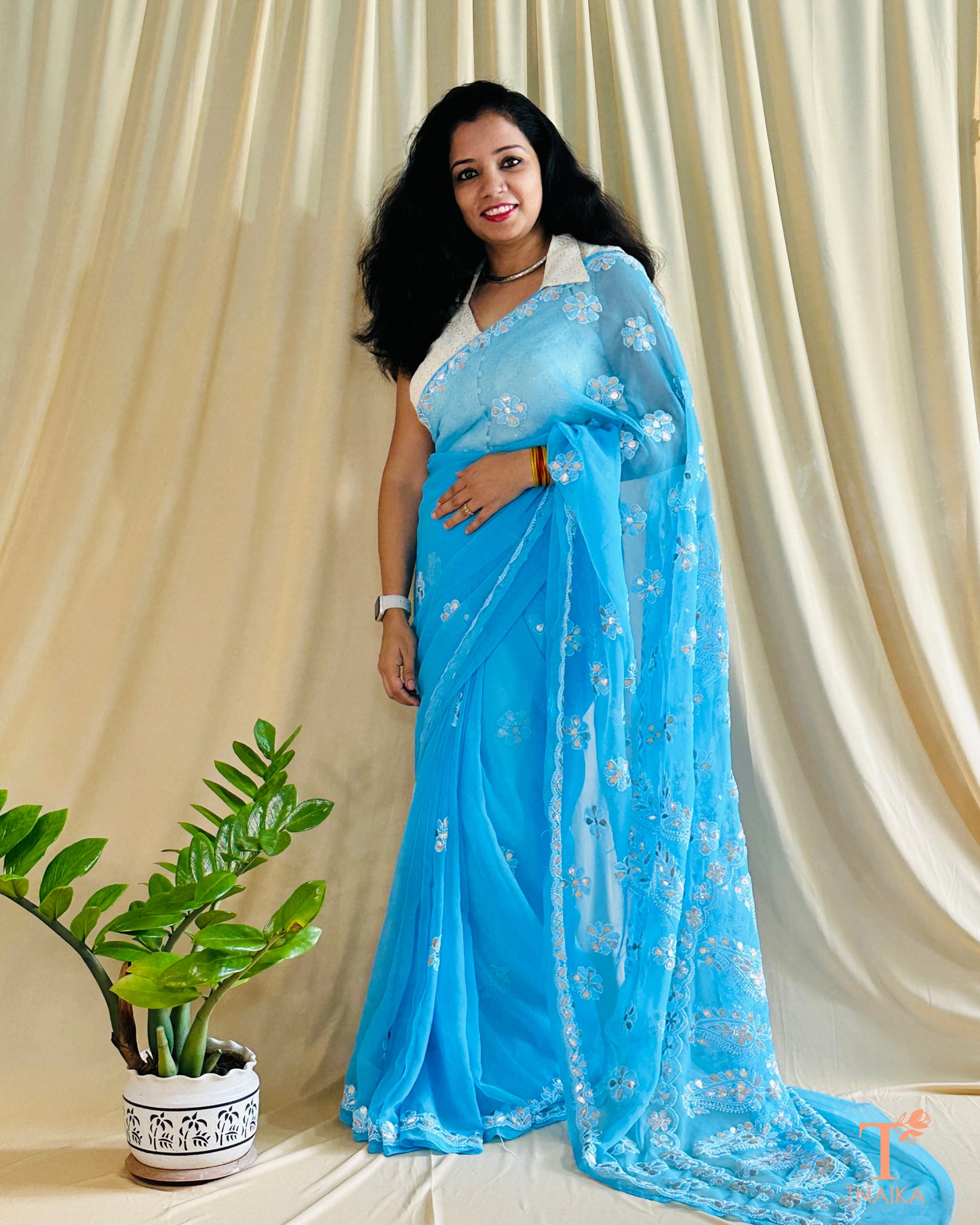 Chikankari Noor-e-Nazaakat Saree - Blue