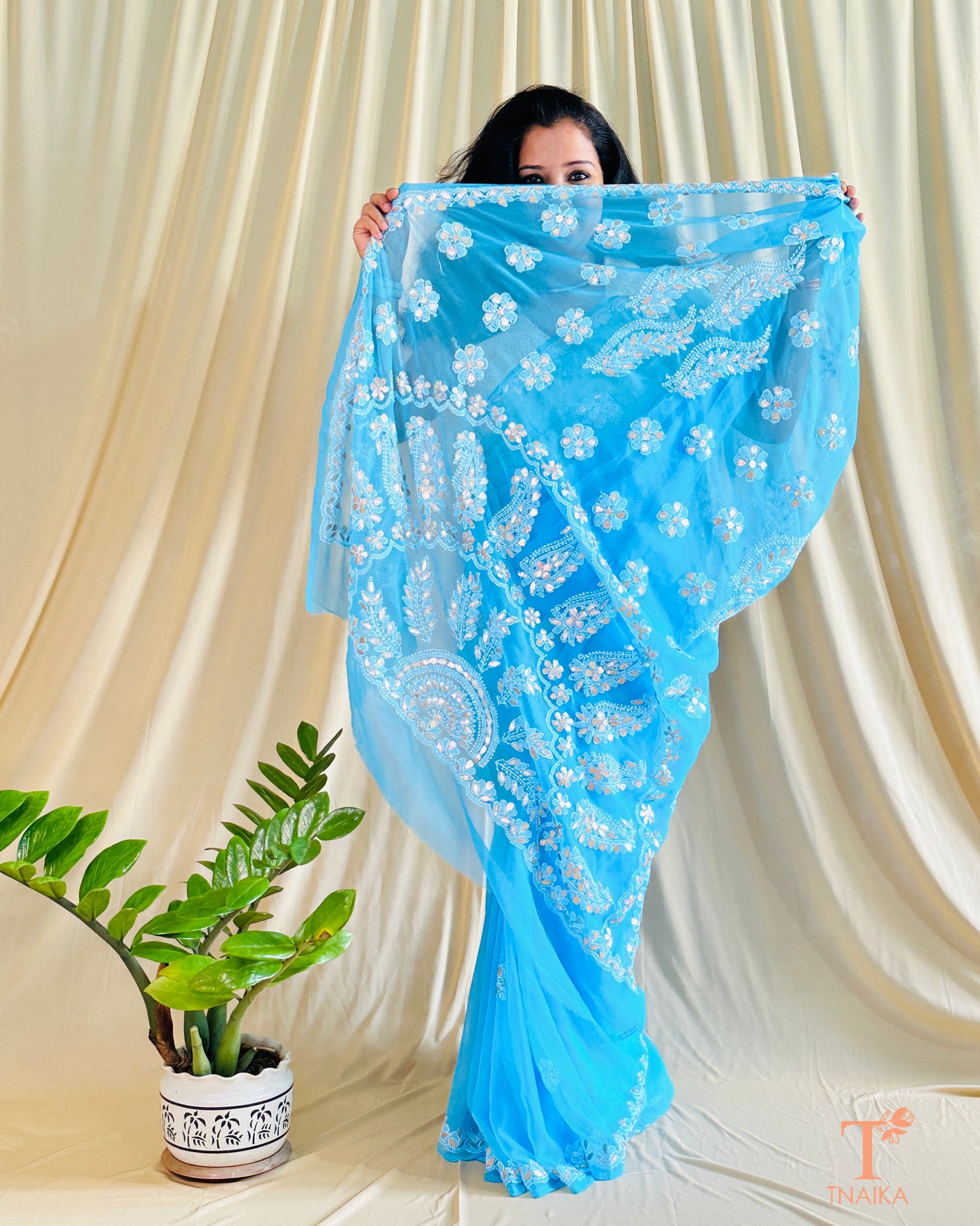 Chikankari Noor-e-Nazaakat Saree - Blue