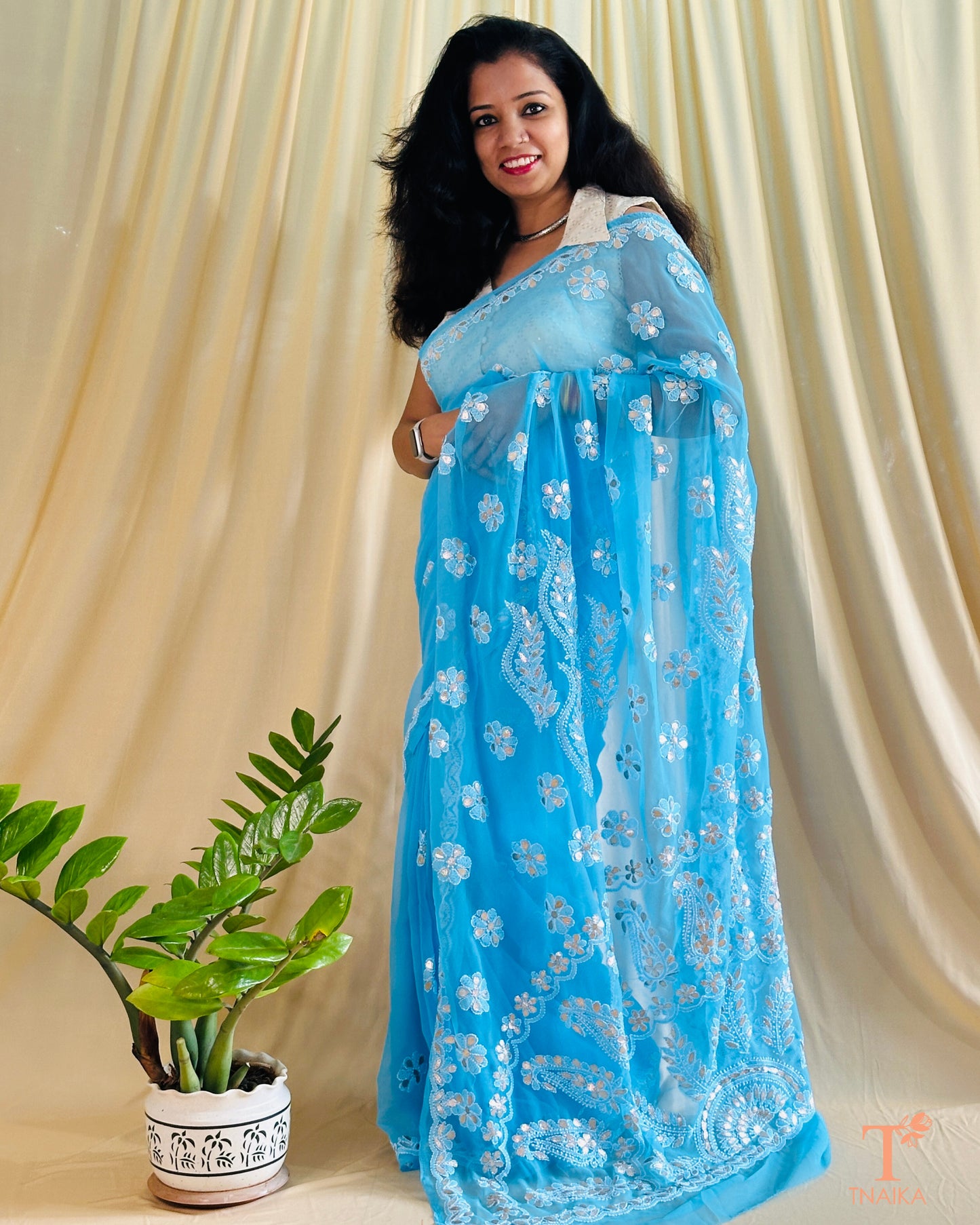 Chikankari Noor-e-Nazaakat Saree - Blue