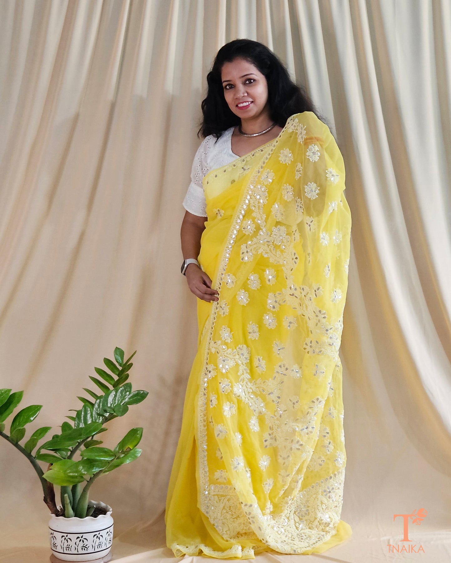 Chikankari Noor-e-Nazaakat Saree - Yellow