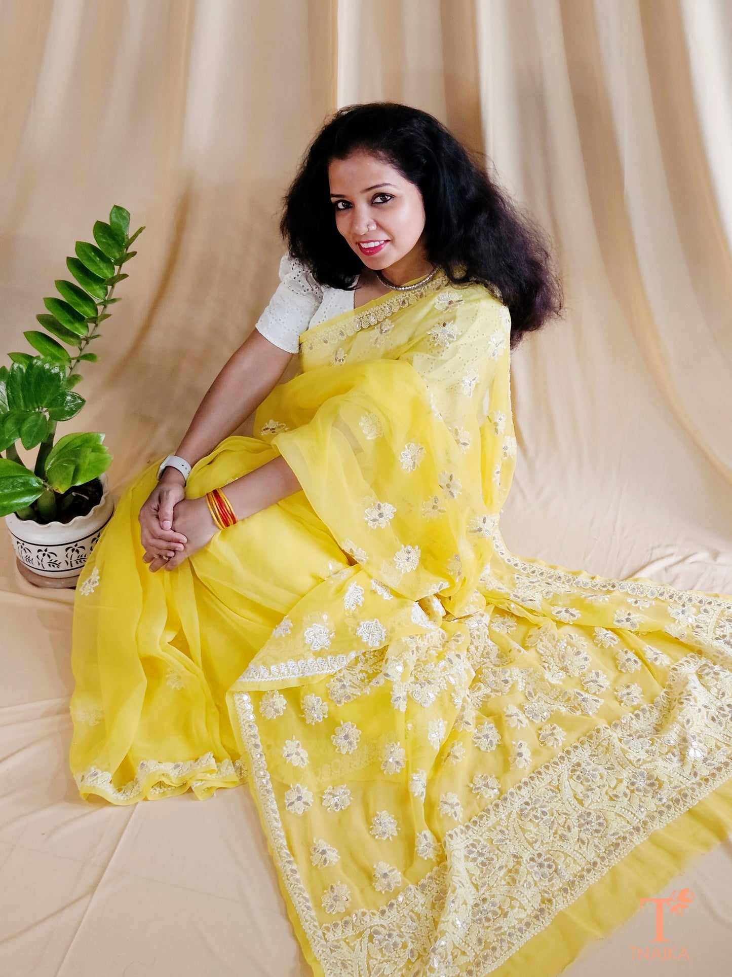 Chikankari Noor-e-Nazaakat Saree - Yellow