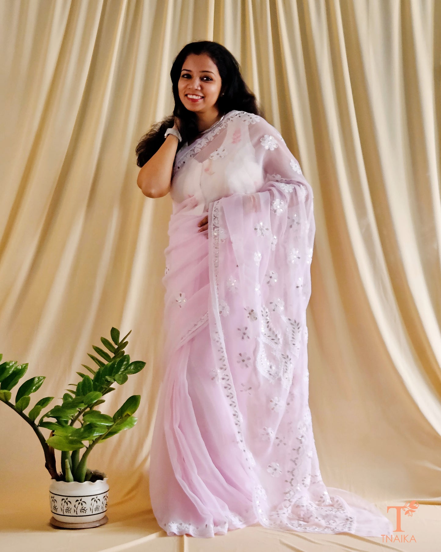 Chikankari Noor-e-Nazaakat Saree - Baby Pink