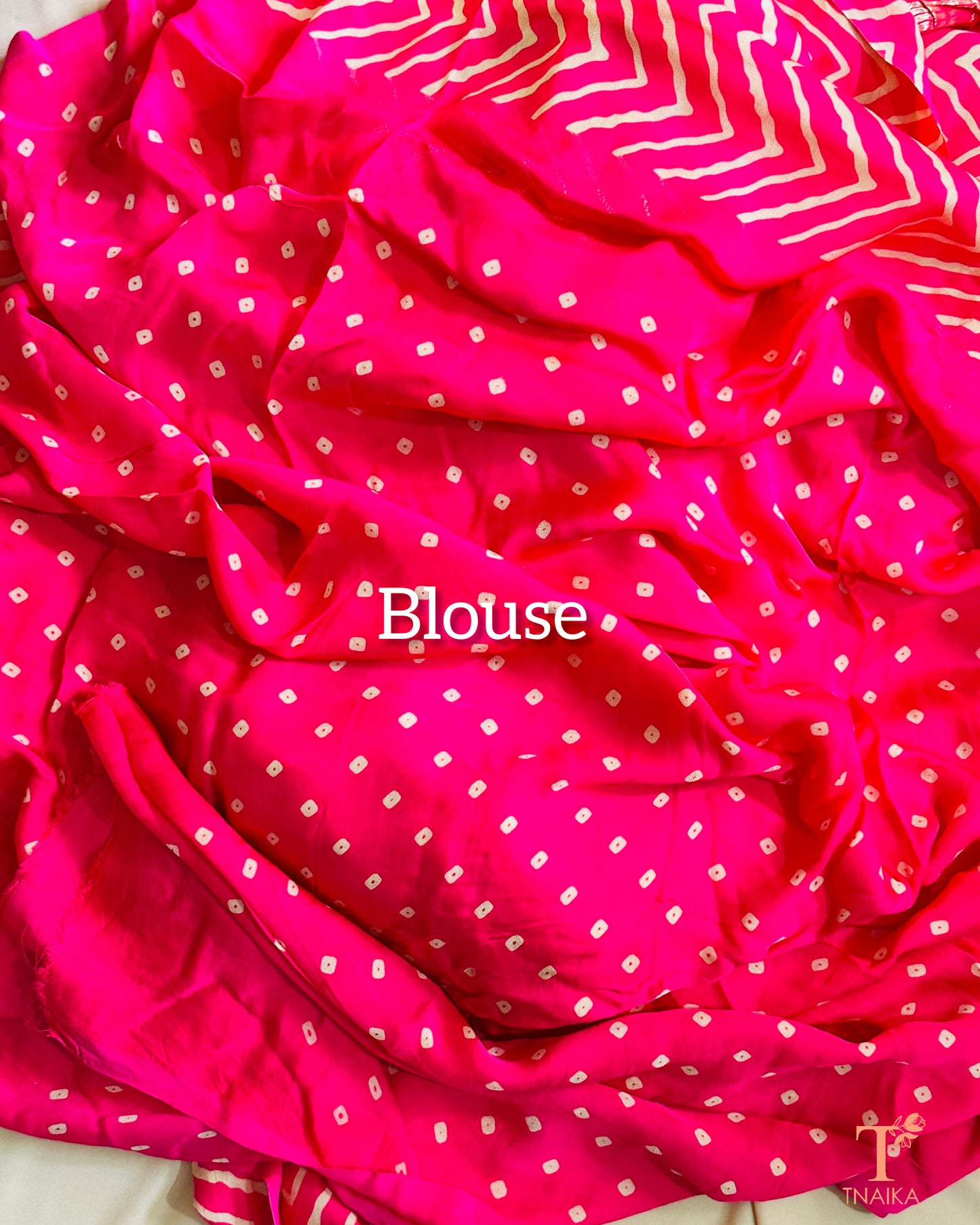 Modal Silk Ajrakh Leher Saree - Rani Pink