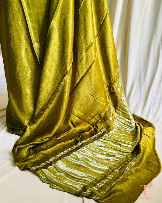 Mandovi Plain Modal Silk Saree - Mehendi Green