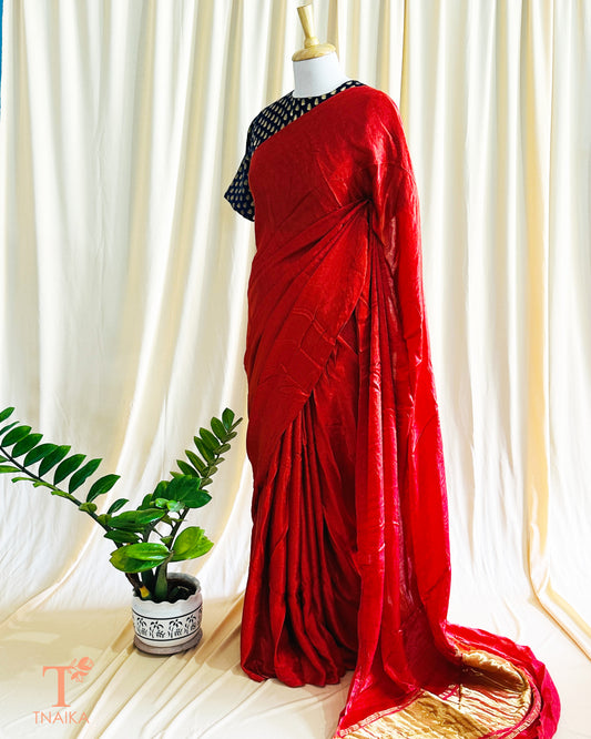 Solid color modal silk saree showcasing minimal elegance and versatile styling