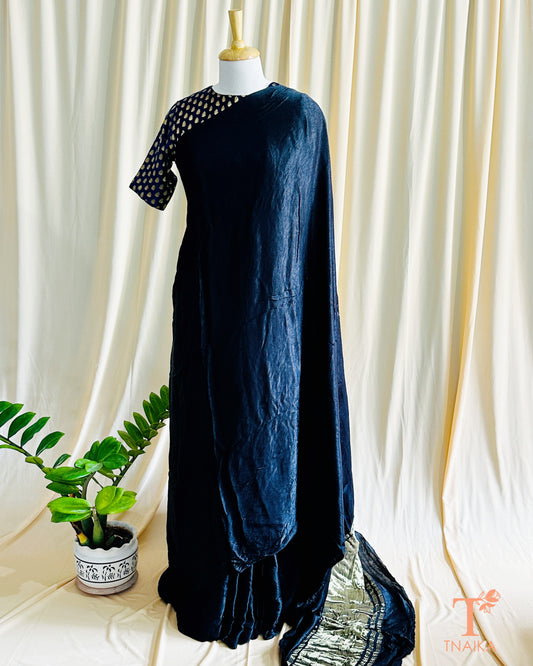 Classic black silk saree in soft modal fabric for timeless style