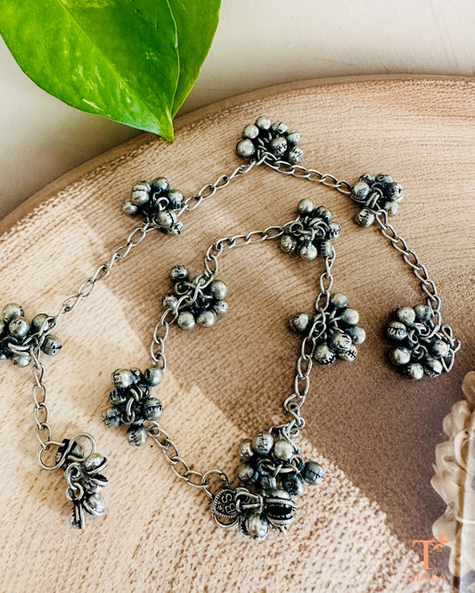 Handcrafted oxidised anklet featuring ghungroo detailing, perfect for festive wear