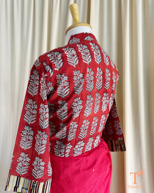 Elegant handblock printed cotton blouse featuring artisanal patterns