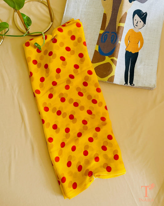 Polka dot georgette saree in soft lightweight fabric