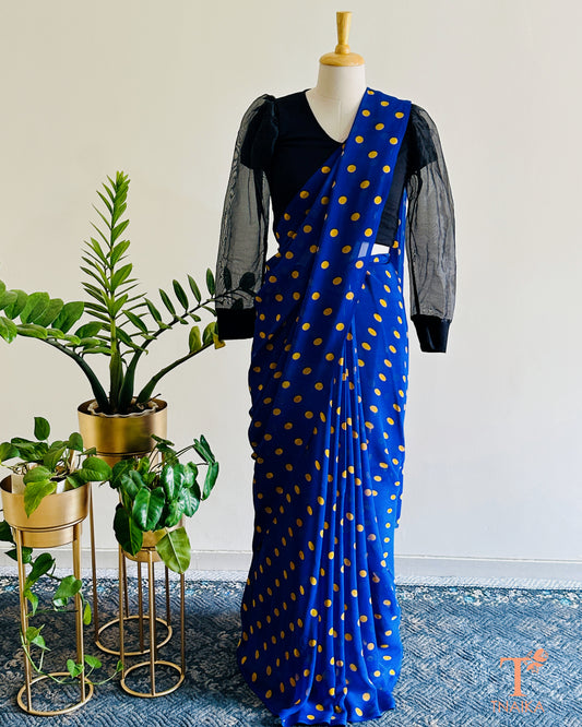 Classic georgette saree with polka dot pattern for women