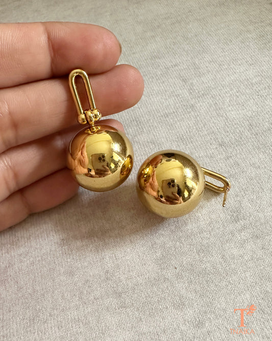 Minimal gold tone anti-tarnish drop earrings for everyday wear