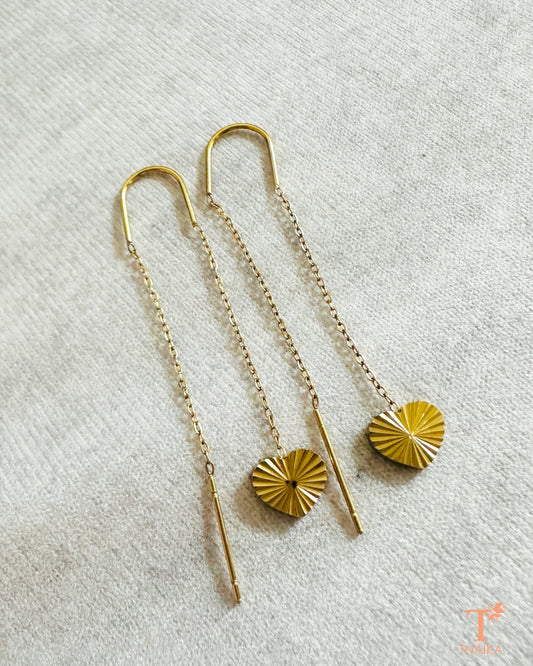 Anti tarnish gold finish chain drop earrings