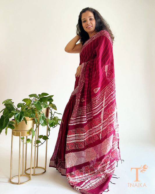 Linen Raktima Natural Dye Saree