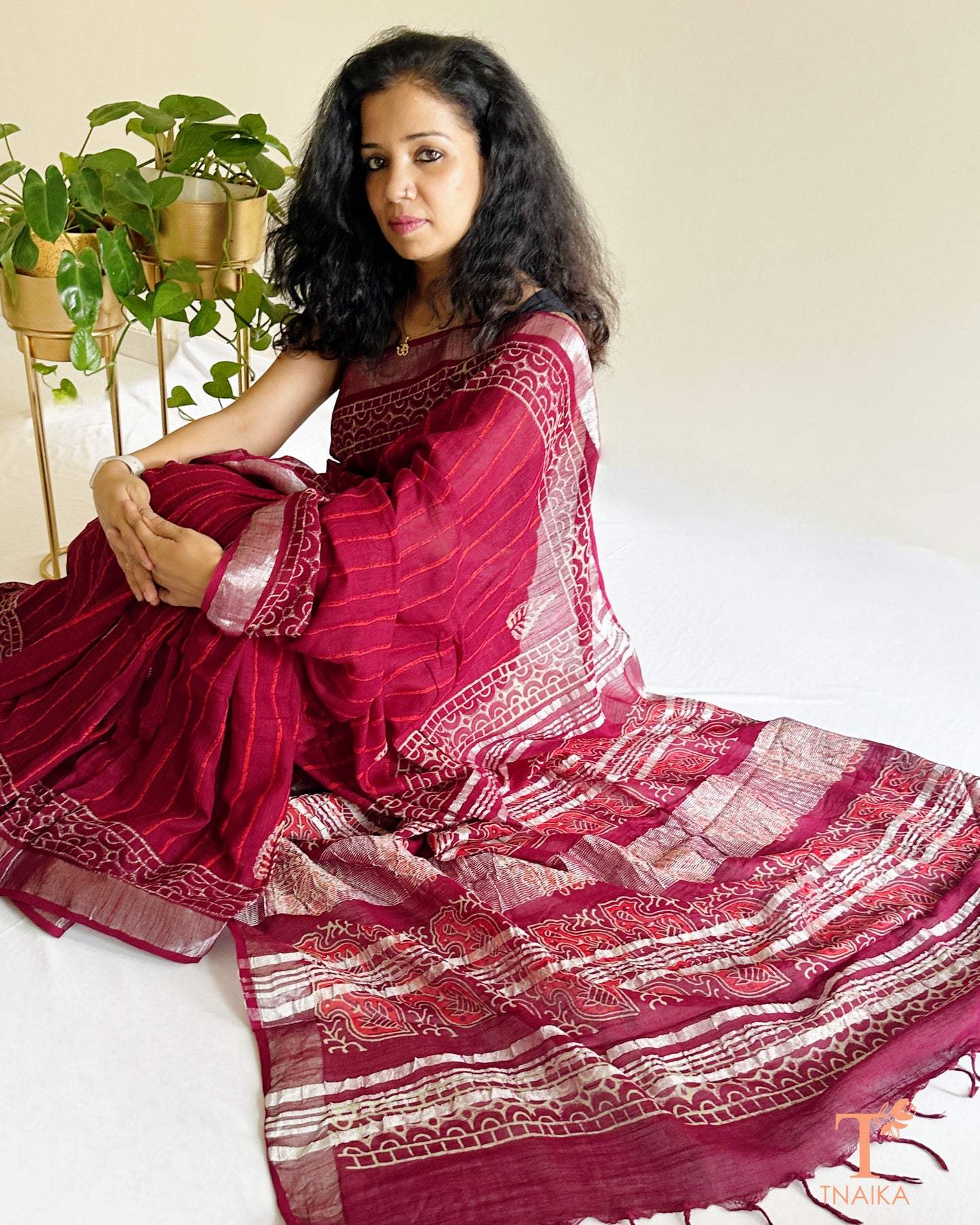 Linen Raktima Natural Dye Saree