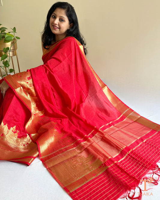 luxury crepe silk saree with woven gold border