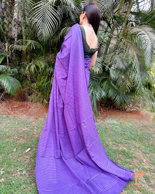 Purple cotton saree