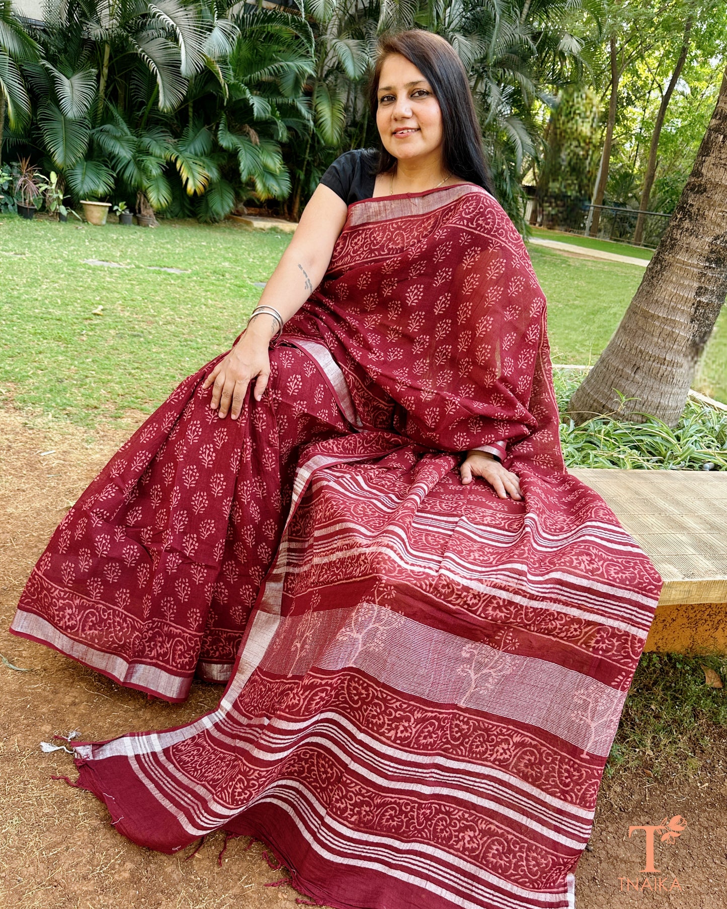 Linen Rust Heritage Natural Dye Saree