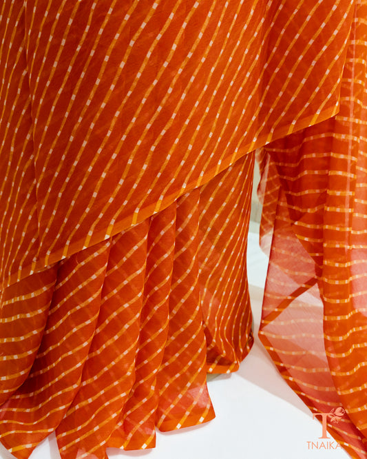 chiffon saree with traditional wave pattern