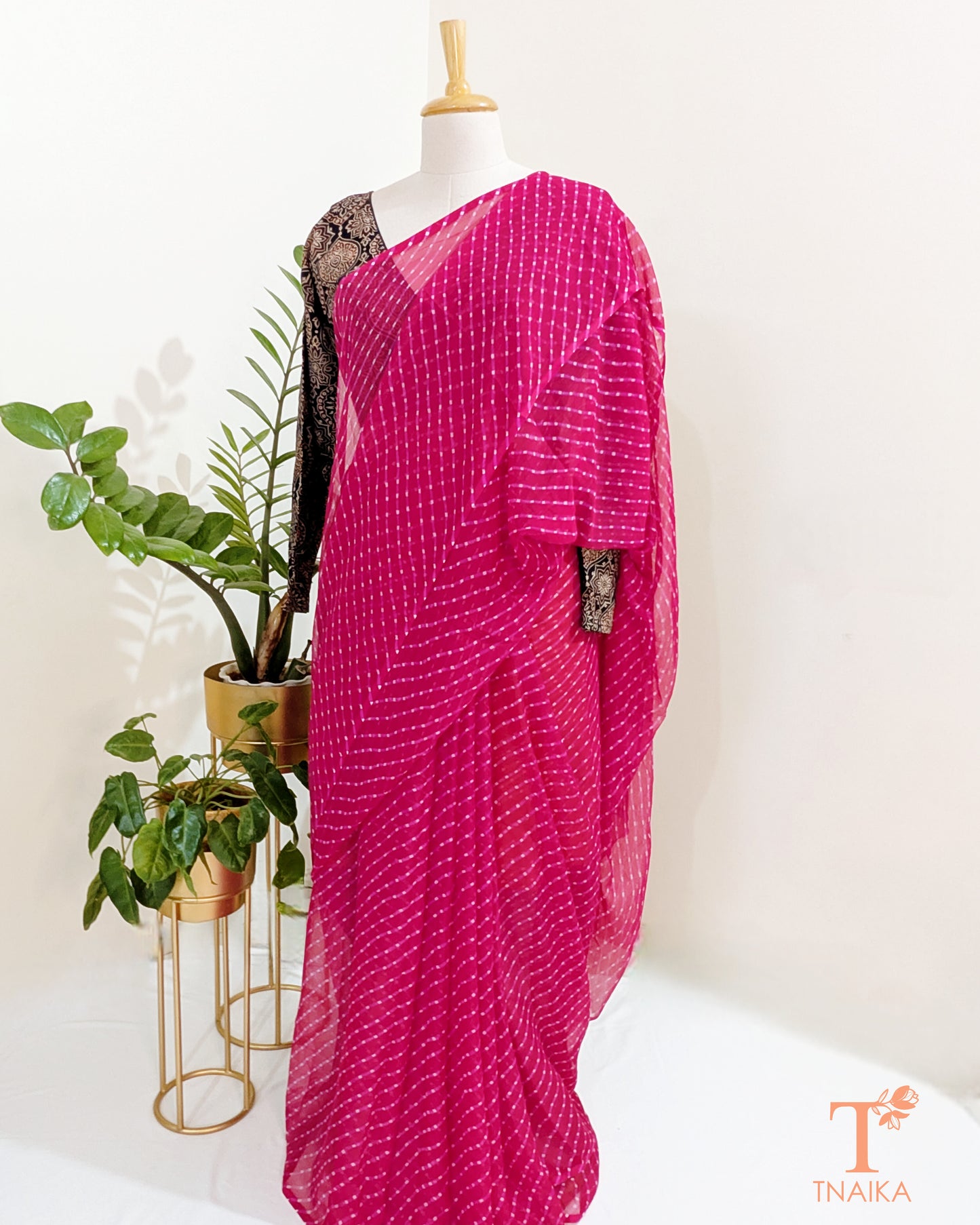 leheriya chiffon saree lightweight drape Tnaika