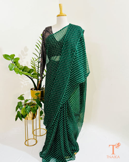 chiffon saree with traditional wave pattern