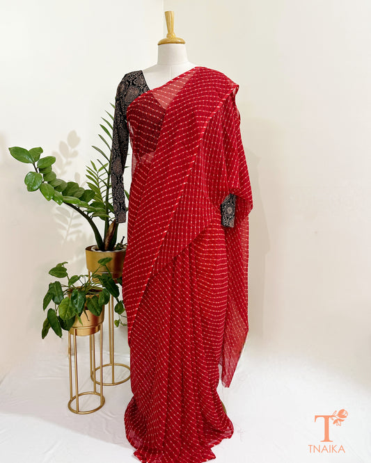 chiffon saree with traditional wave pattern