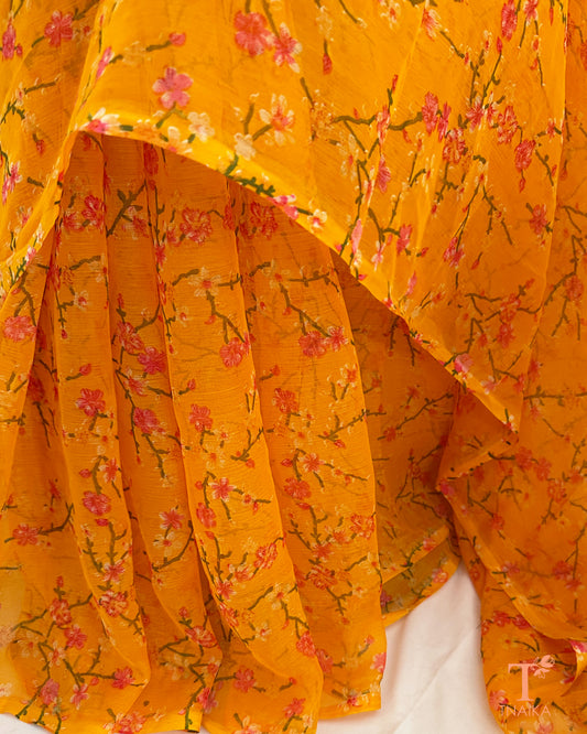 elegant floral print saree chiffon fabric