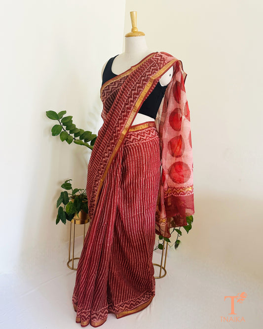 kota doria cotton saree lightweight sheer fabric Tnaika