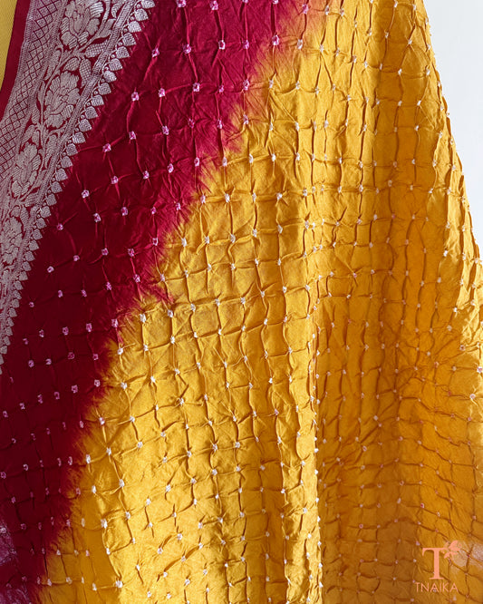 Wedding wear Bandhej dupatta with Banarasi style border detailing