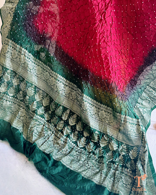 Wedding wear Bandhej dupatta with Banarasi style border detailing