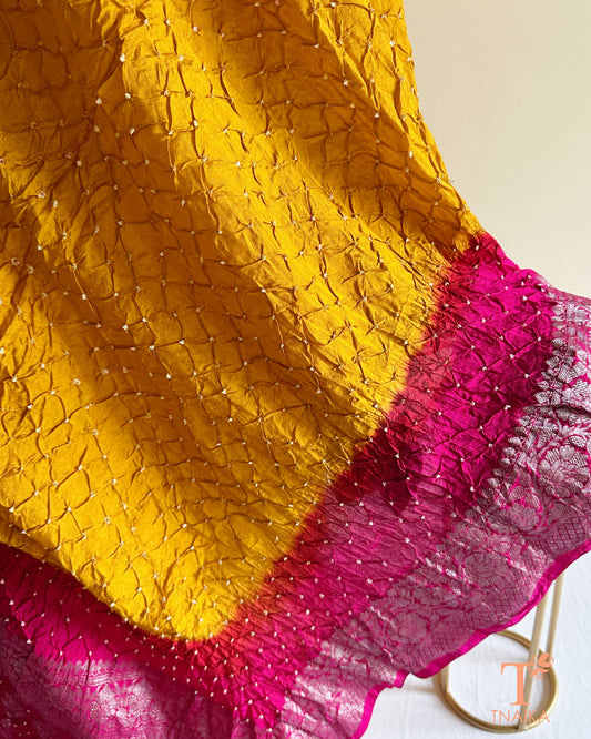 Wedding wear Bandhej dupatta with Banarasi style border detailing