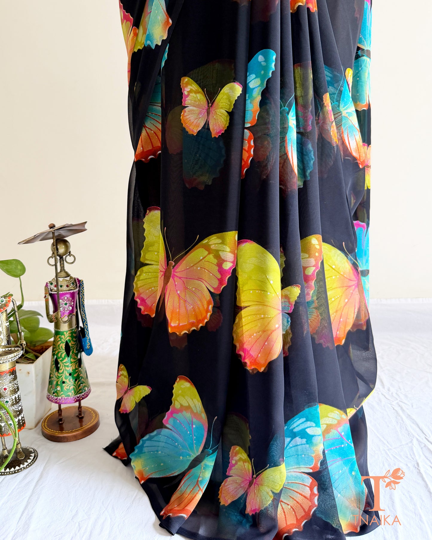 Georgette Enchanted Wings Saree - Blue